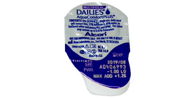 Vista/imagen 3 del modelo Dailies Aqua Comfort Plus Multifocal (30 Lentillas) + 5 gratis. Venta online de gafas de sol y graduadas