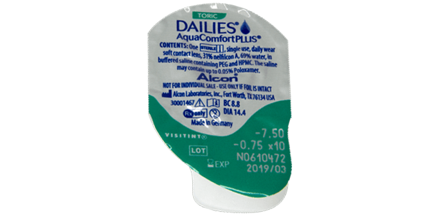 Vista/imagen 3 del modelo Dailies Aqua Comfort Plus Toric (30 Lentillas). Venta online de gafas de sol y graduadas